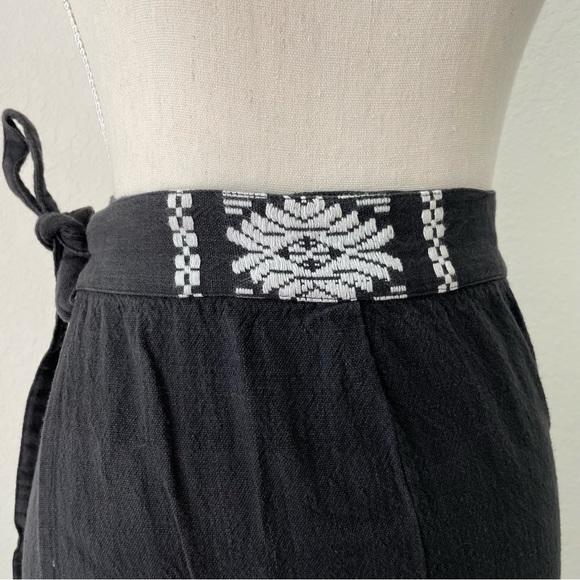 VINTAGE WOVEN COTTON EMBROIDERED MAXI MIDI WRAP SKIRT - Picture 3 of 11